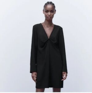 Zara Draped Black Mini Dress